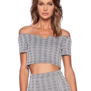 MINKPINK Off the shoulder Houndstooth Top